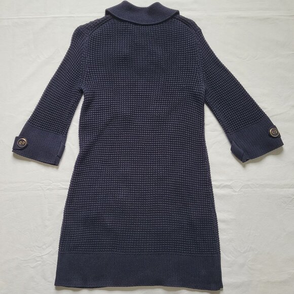 Talbots Navy Double Breasted Knit Coat Sweater Italian Yarn Pima Cotton Sz S - Picture 11 of 13